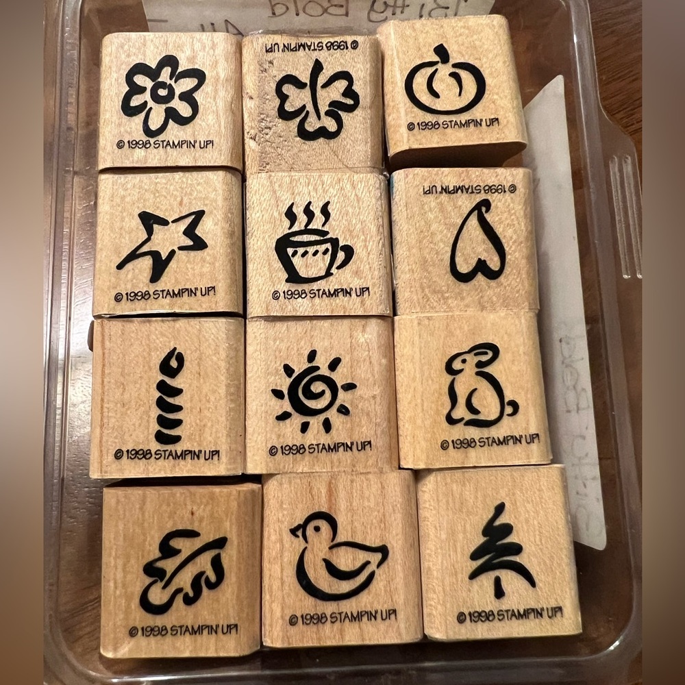 Stampin Up! Bitty Bold set of 12 Wooden Stamp Set